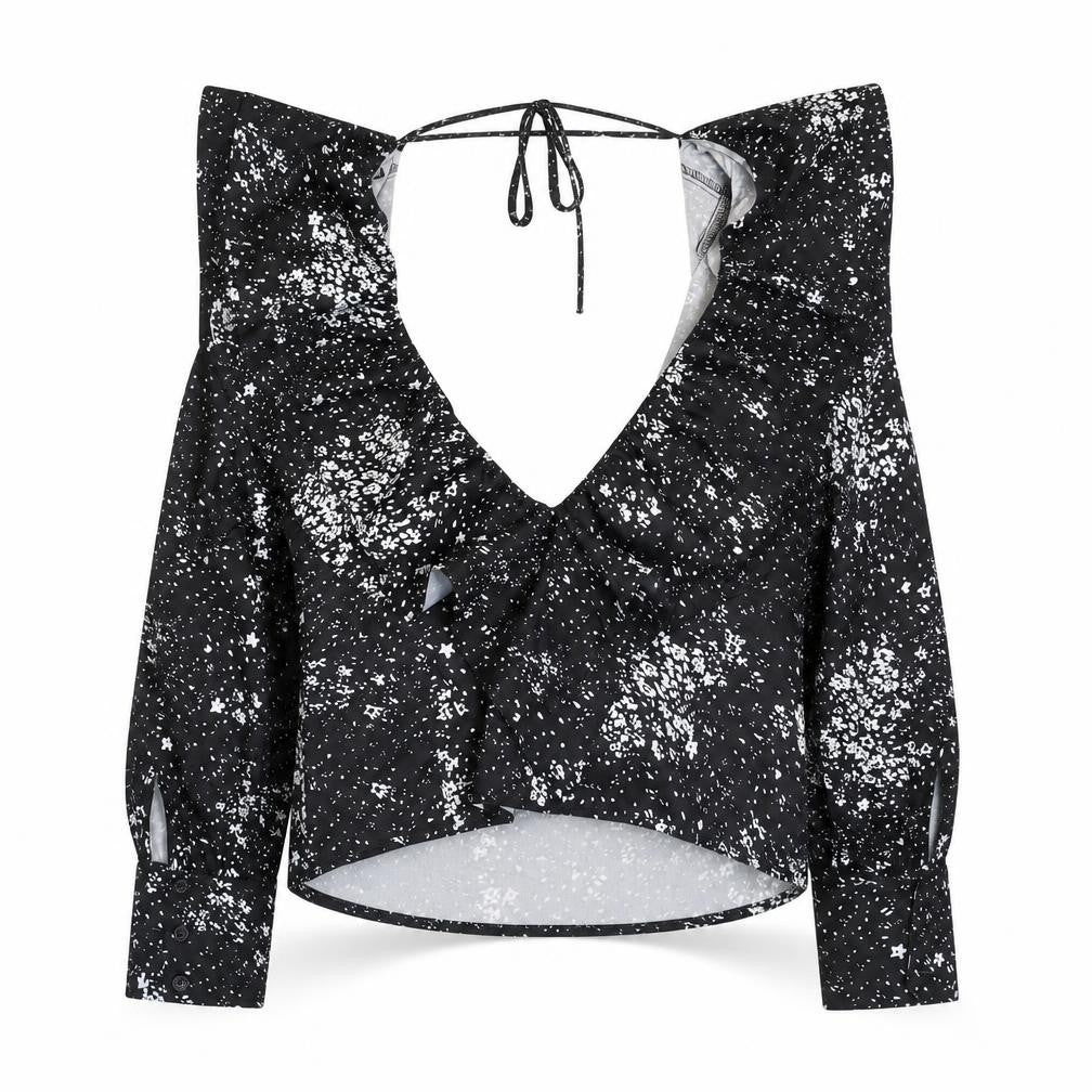 Womens UK Size 10 Boohoo Black Cropped Blouse