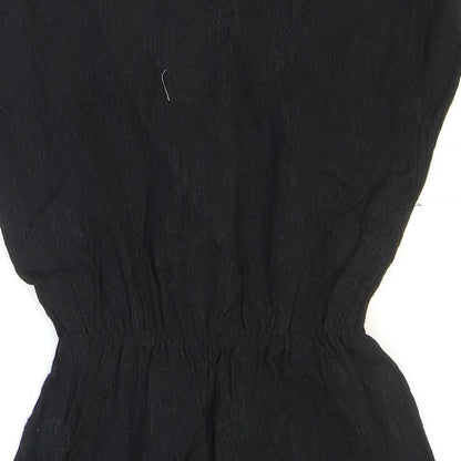 Johann Womens Black Polyester Skater Dress Size M Round Neck Pullover - Lace. Metallic.