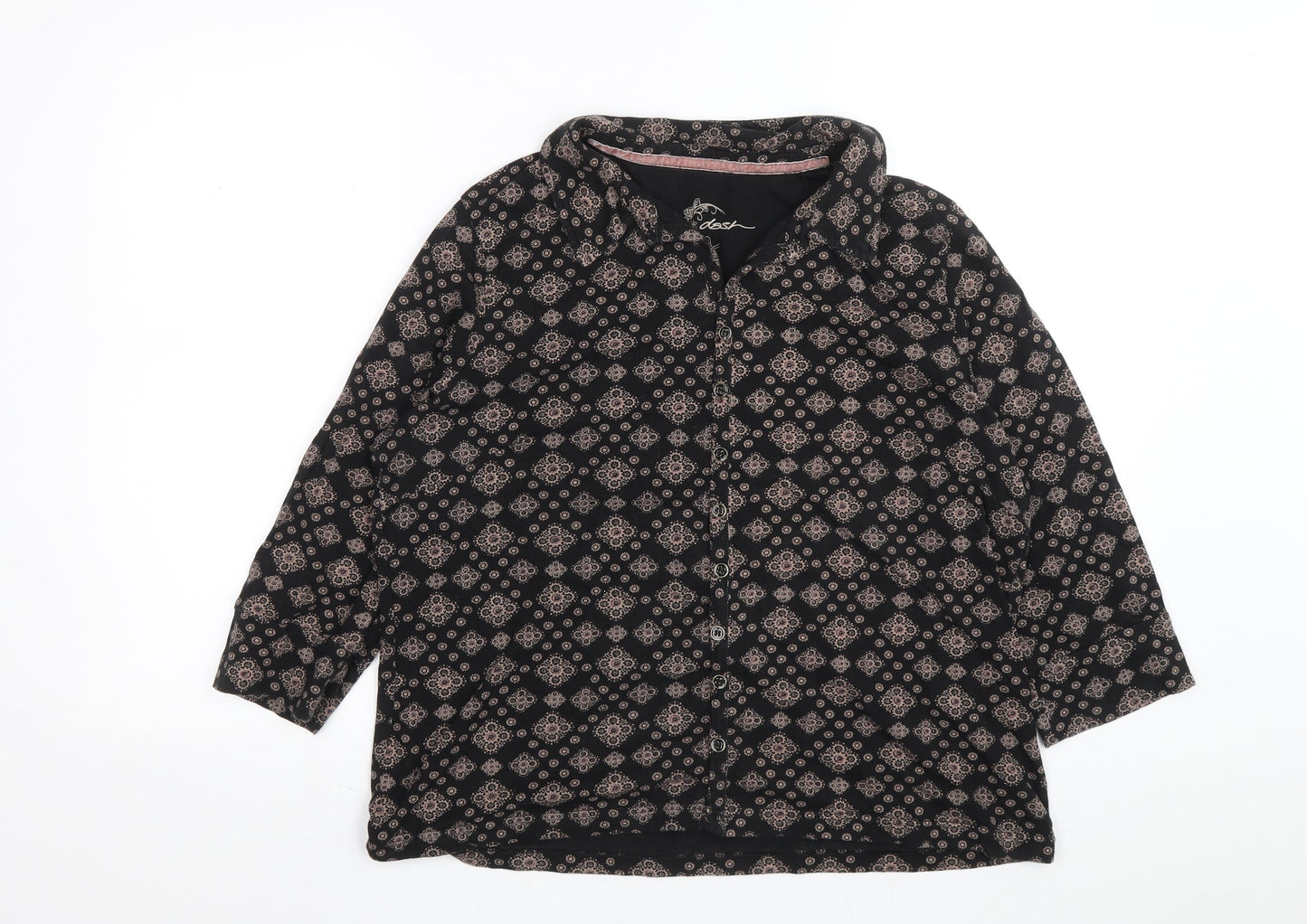 Womens UK Size 16 DASH Black Basic Button-Up