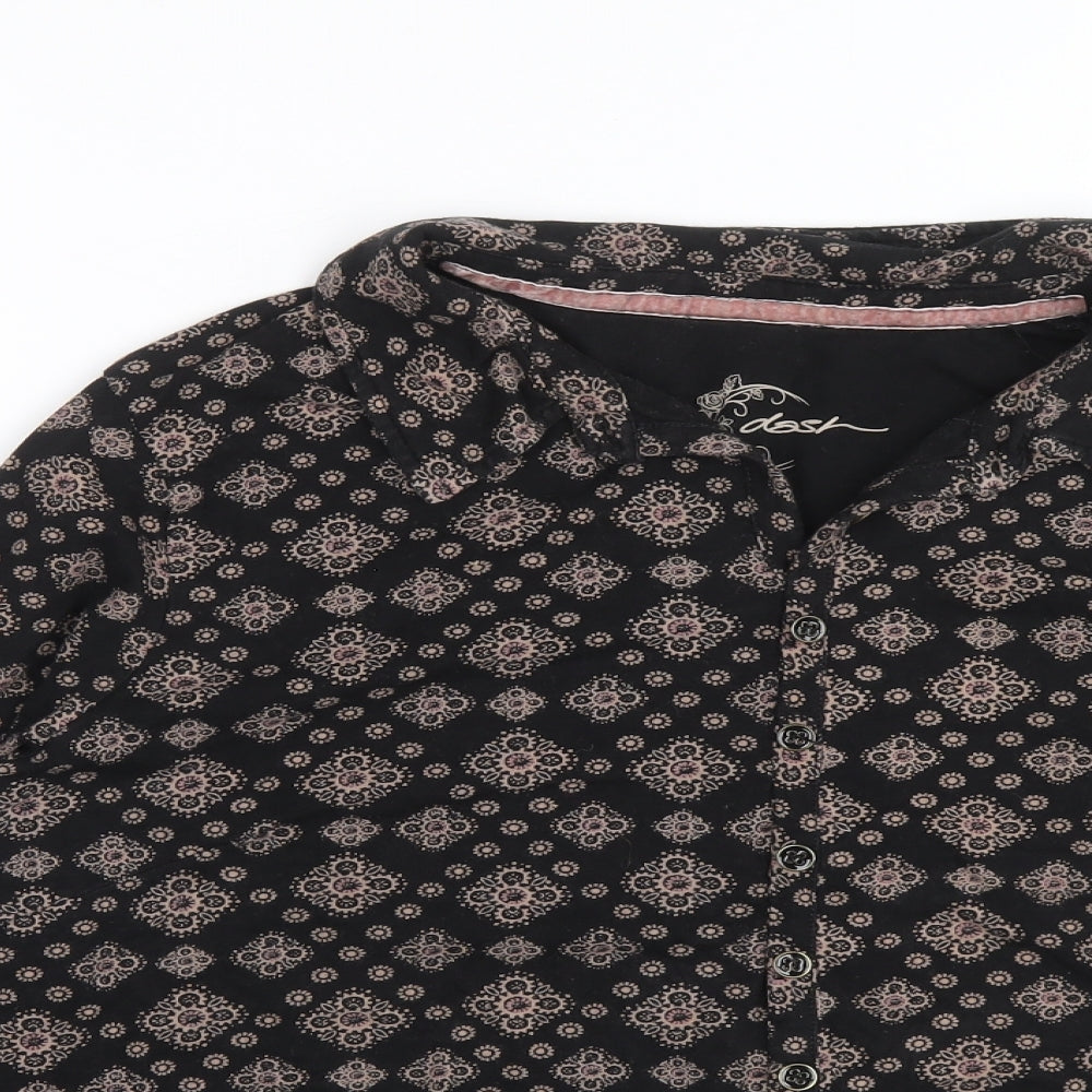 Womens UK Size 16 DASH Black Basic Button-Up