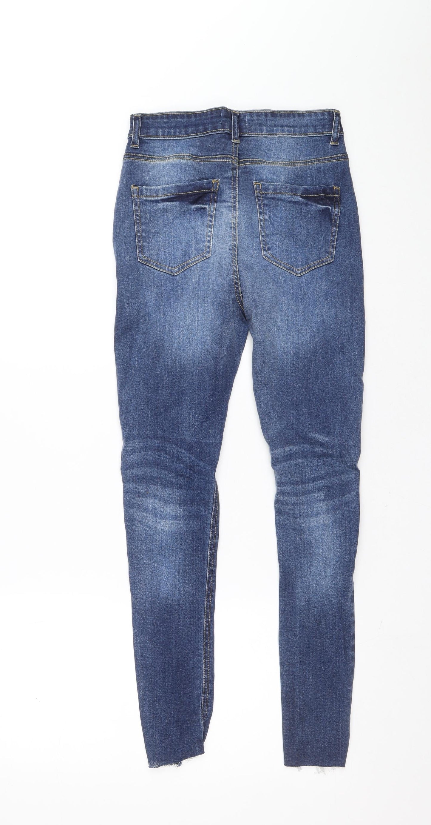 Boohoo Womens Blue Cotton Mom Jeans Size 8 L25.5 in Regular Zip