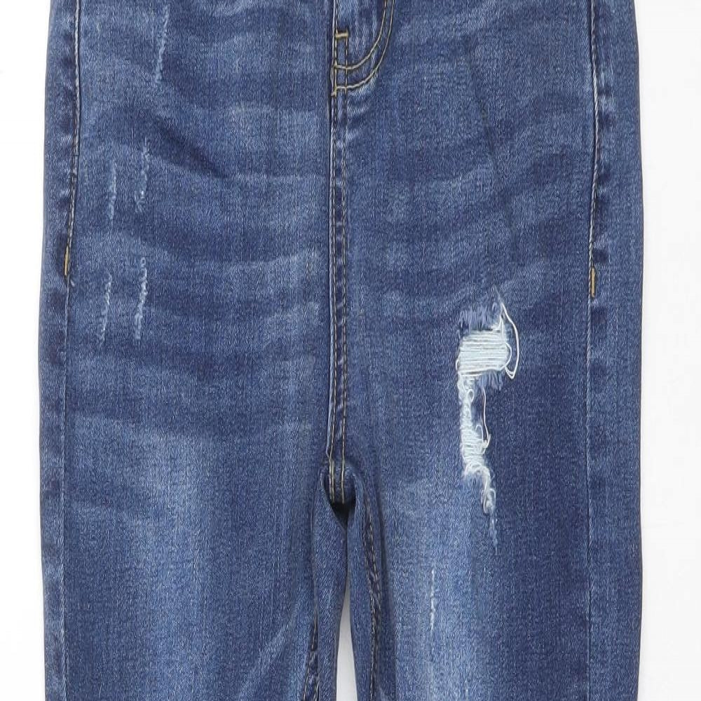 Boohoo Womens Blue Cotton Mom Jeans Size 8 L25.5 in Regular Zip