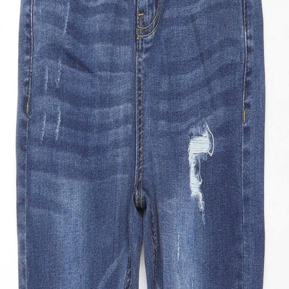 Boohoo Womens Blue Cotton Mom Jeans Size 8 L25.5 in Regular Zip