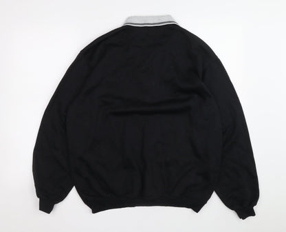 MC Classics Mens Black Polyester Polo Size S Collared Button