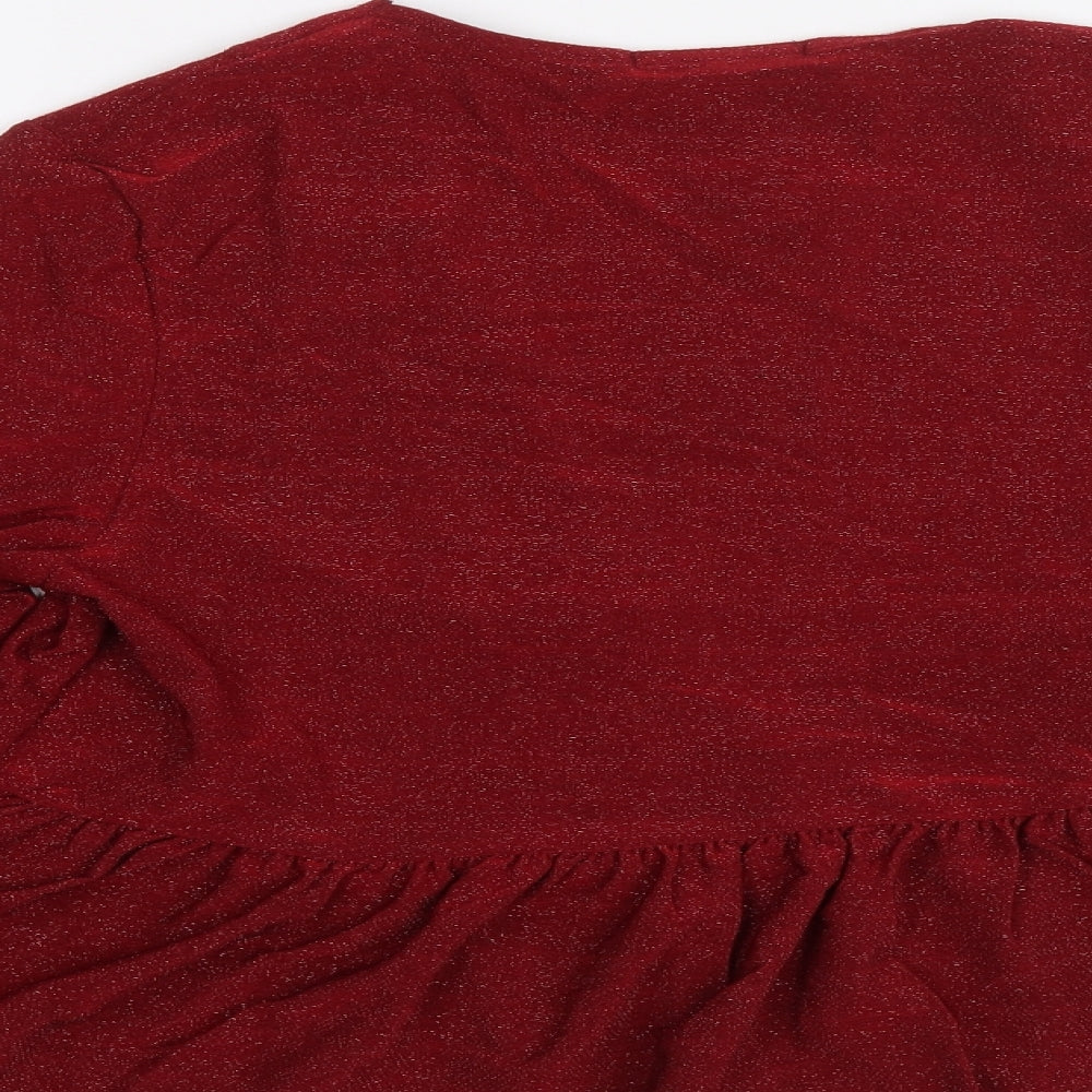 I-X London Womens Red V-Neck Polyester Cardigan Jumper Size 12