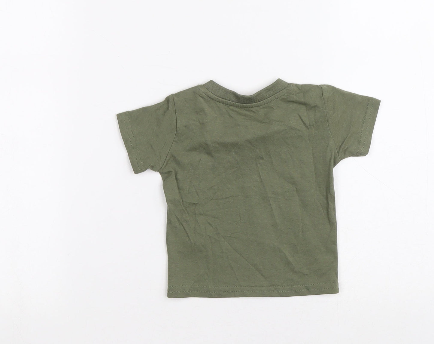 Primark Green Cotton Basic T-Shirt Size 0-3 Months Round Neck Pullover - Little dude big future