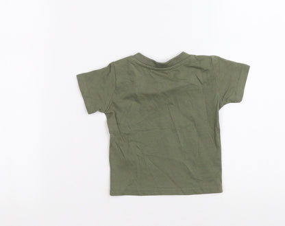 Primark Green Cotton Basic T-Shirt Size 0-3 Months Round Neck Pullover - Little dude big future