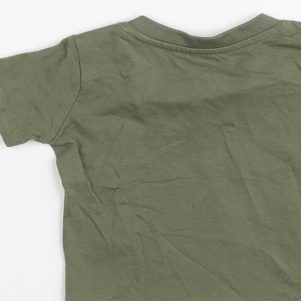Primark Green Cotton Basic T-Shirt Size 0-3 Months Round Neck Pullover - Little dude big future