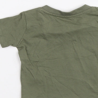 Primark Green Cotton Basic T-Shirt Size 0-3 Months Round Neck Pullover - Little dude big future