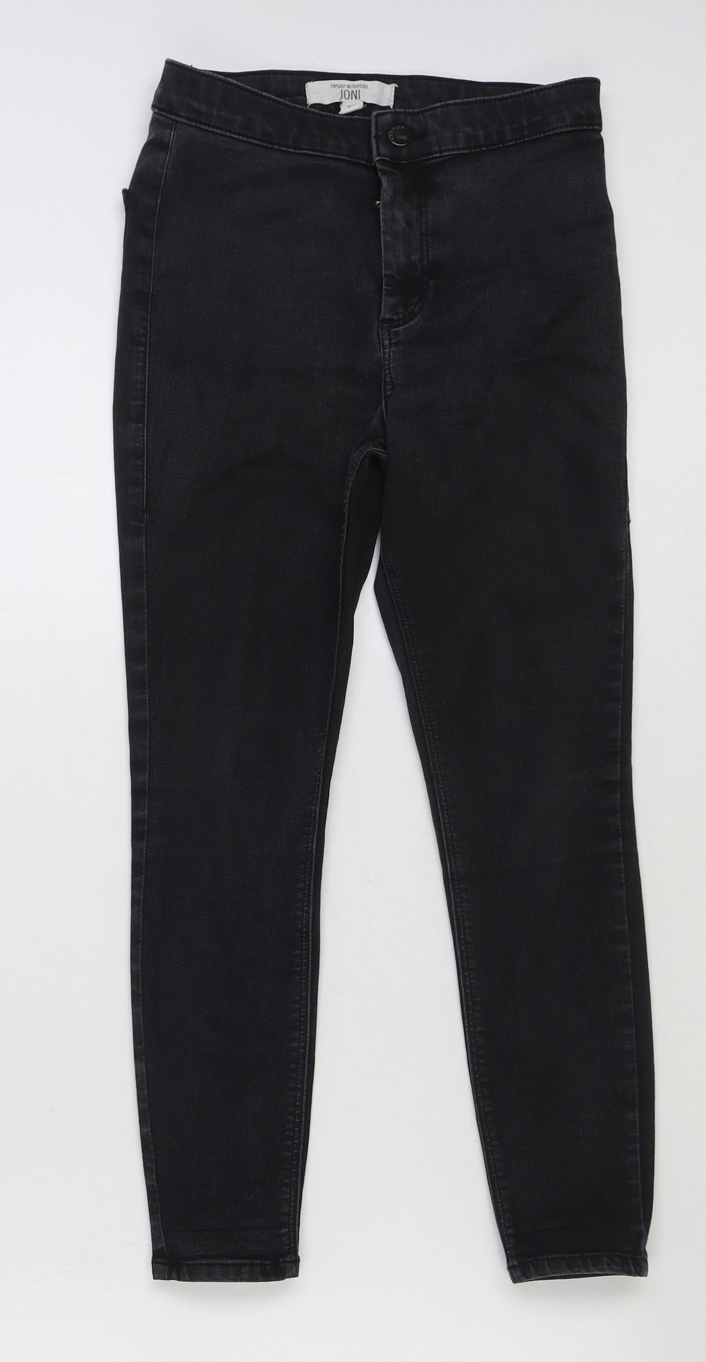 Topshop Womens Black Cotton Skinny Jeans Size 28 in L28 in Regular Button