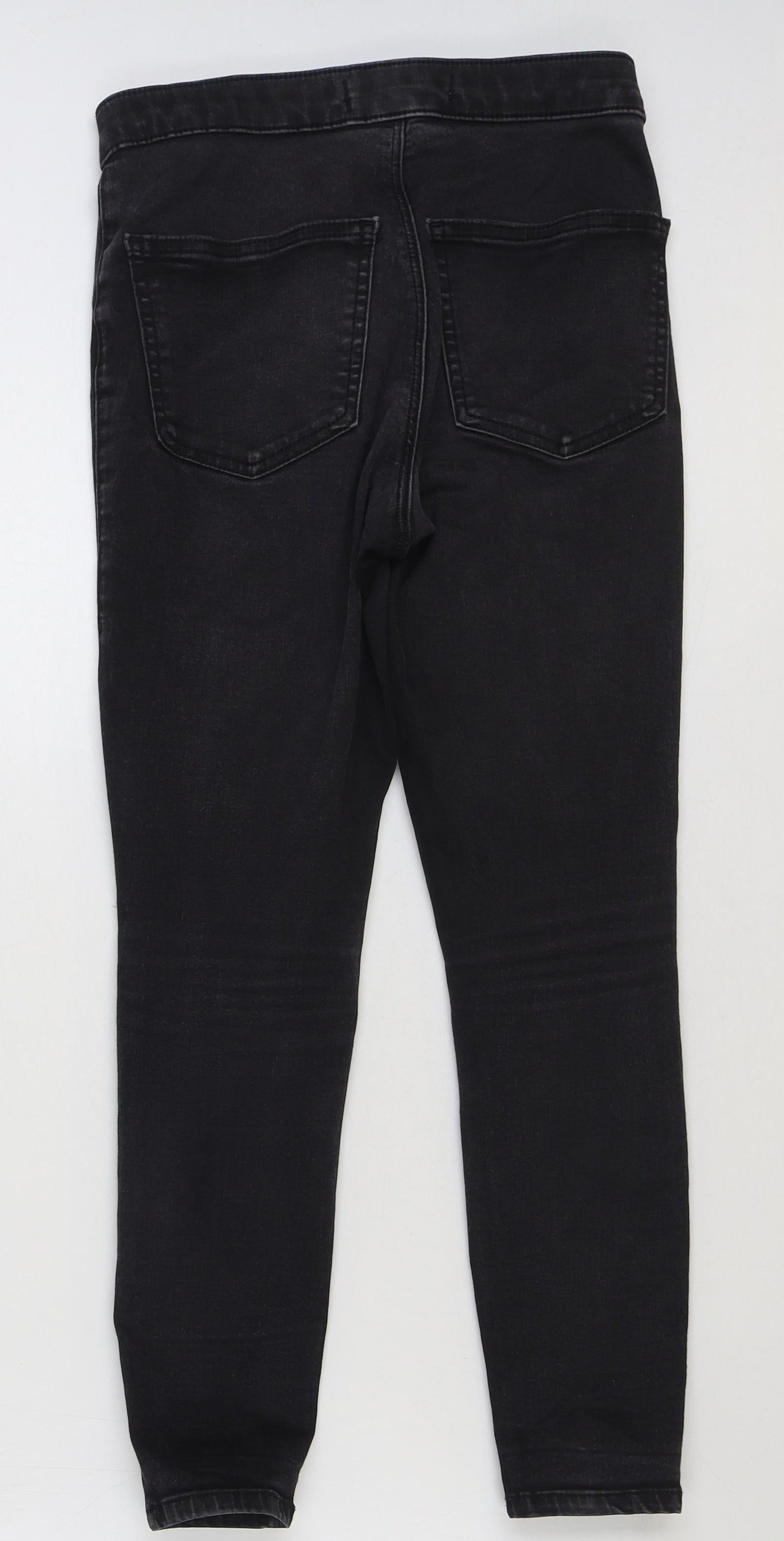 Topshop Womens Black Cotton Skinny Jeans Size 28 in L28 in Regular Button