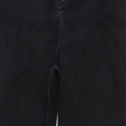 Topshop Womens Black Cotton Skinny Jeans Size 28 in L28 in Regular Button