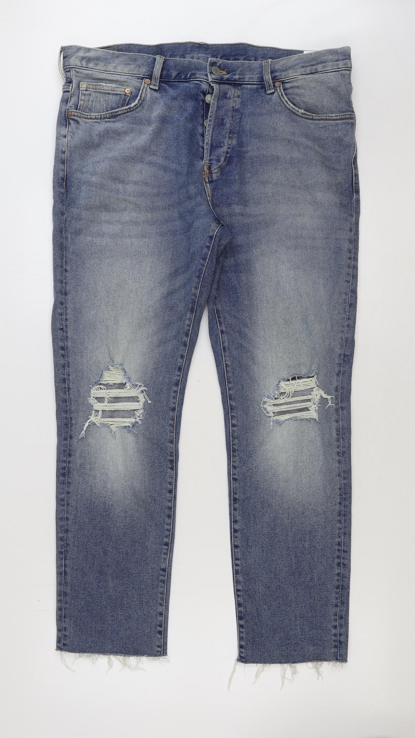 &denim Mens Blue Cotton Straight Jeans Size 36 in L29 in Regular Button