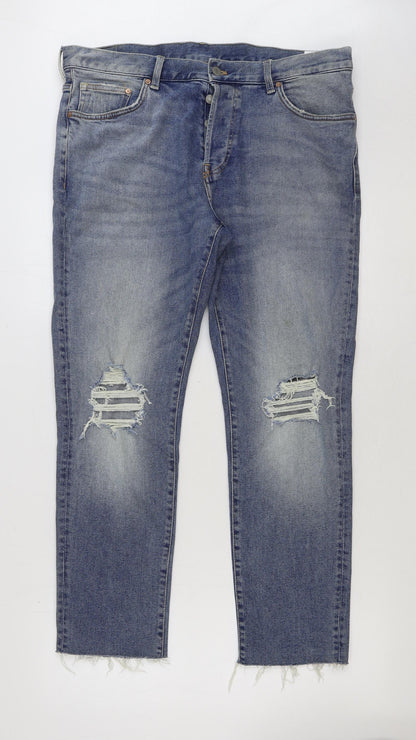 &denim Mens Blue Cotton Straight Jeans Size 36 in L29 in Regular Button