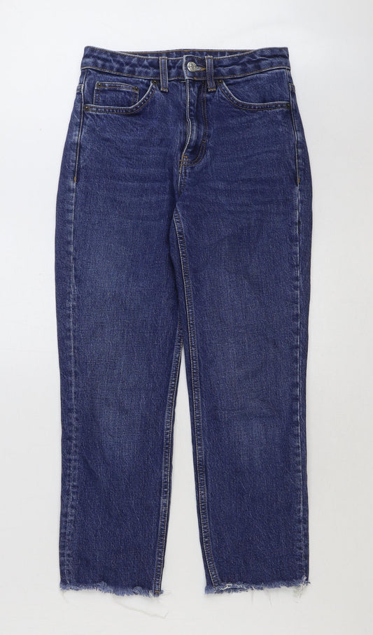 Topshop Womens Blue Cotton Straight Jeans Size 25 in L30 in Regular Button