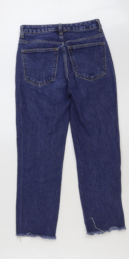 Topshop Womens Blue Cotton Straight Jeans Size 25 in L30 in Regular Button