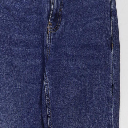 Topshop Womens Blue Cotton Straight Jeans Size 25 in L30 in Regular Button