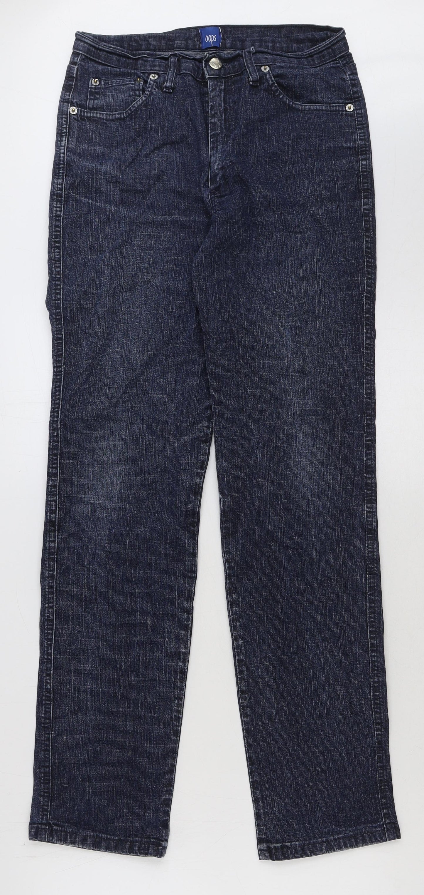 oops Womens Blue Cotton Straight Jeans Size 28 in L32 in Regular Button