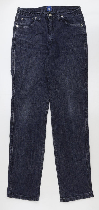 oops Womens Blue Cotton Straight Jeans Size 28 in L32 in Regular Button