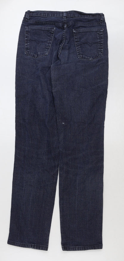 oops Womens Blue Cotton Straight Jeans Size 28 in L32 in Regular Button