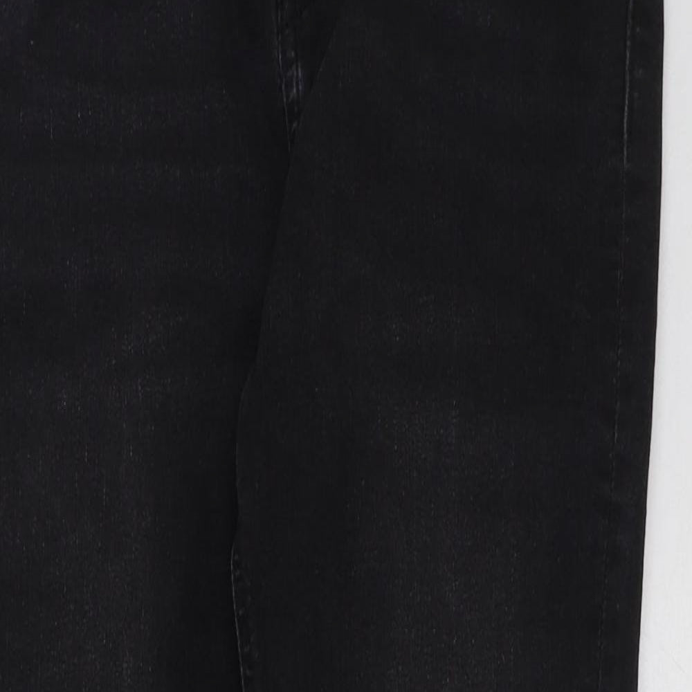 Marks and Spencer Girls Black Cotton Skinny Jeans Size 12-13 Years Regular Button - Distressed