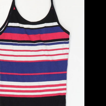 New Look Womens Multicoloured Striped Cotton Bodysuit One-Piece Size 10 Snap