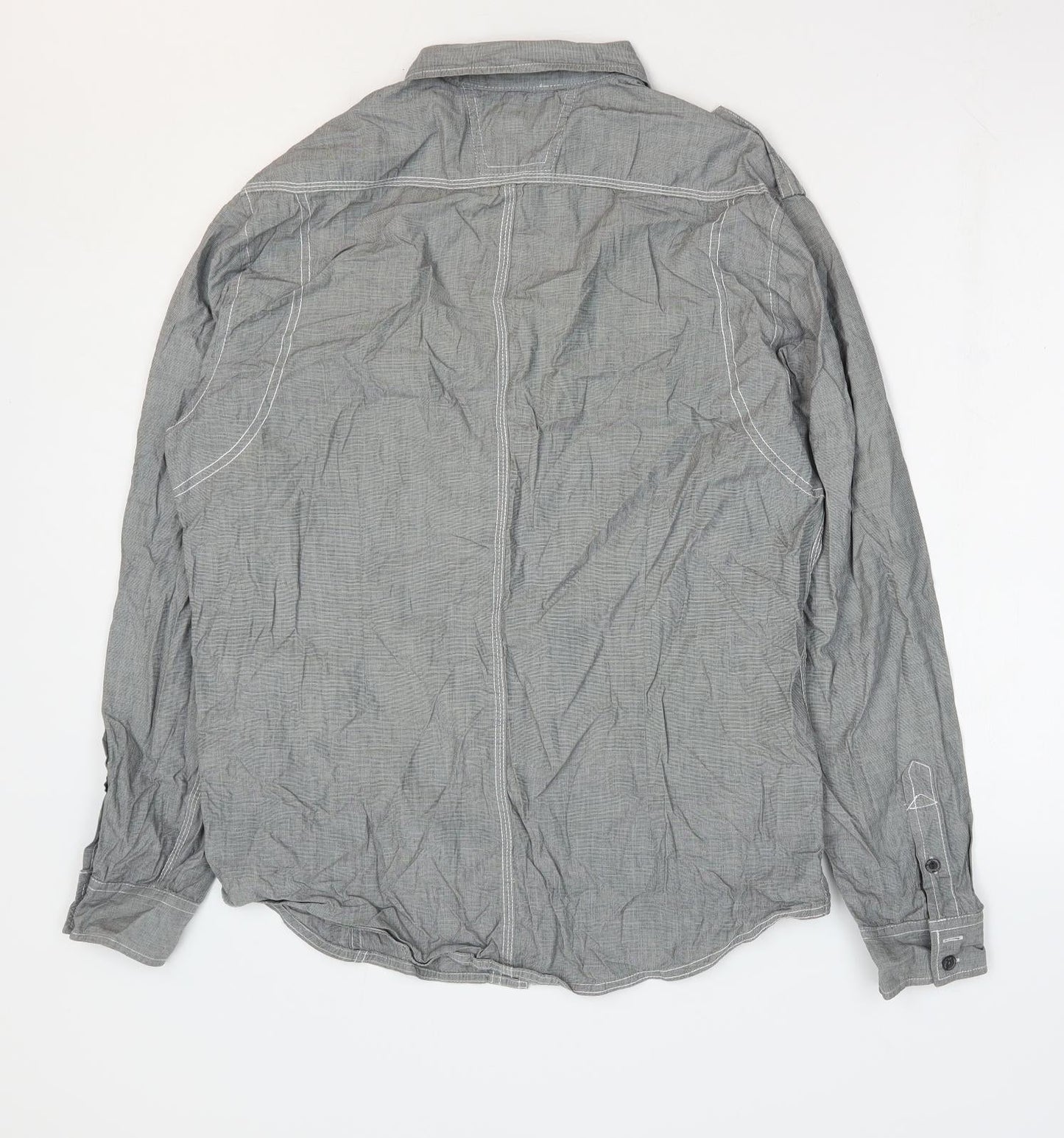 Mens UK Size L Burton Grey  Button-Up Long Sleeve Casual Shirt