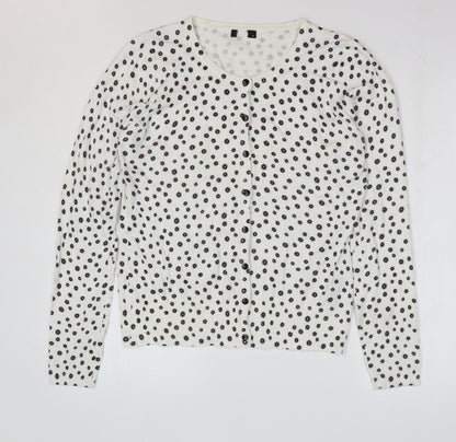 Womens UK Size 14 M&Co White Cardigan Jumper