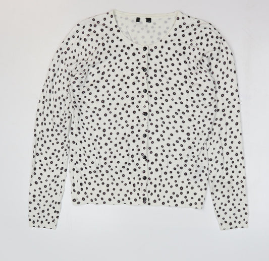 Womens UK Size 14 M&Co White Cardigan Jumper