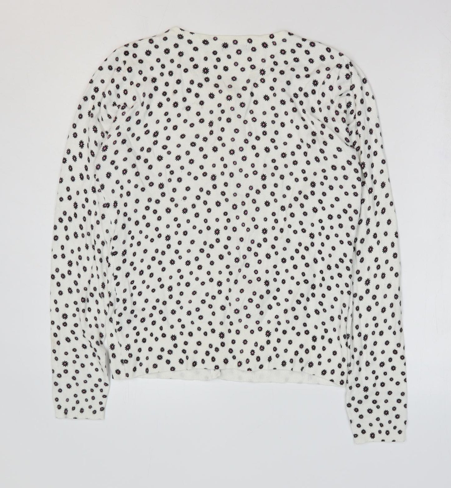 Womens UK Size 14 M&Co White Cardigan Jumper