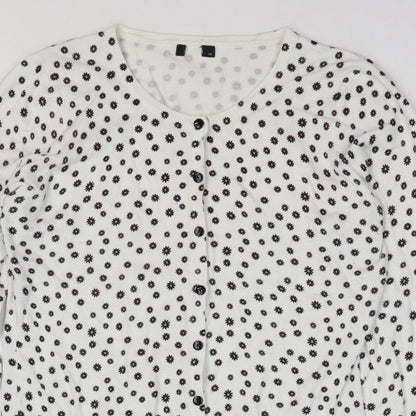 Womens UK Size 14 M&Co White Cardigan Jumper