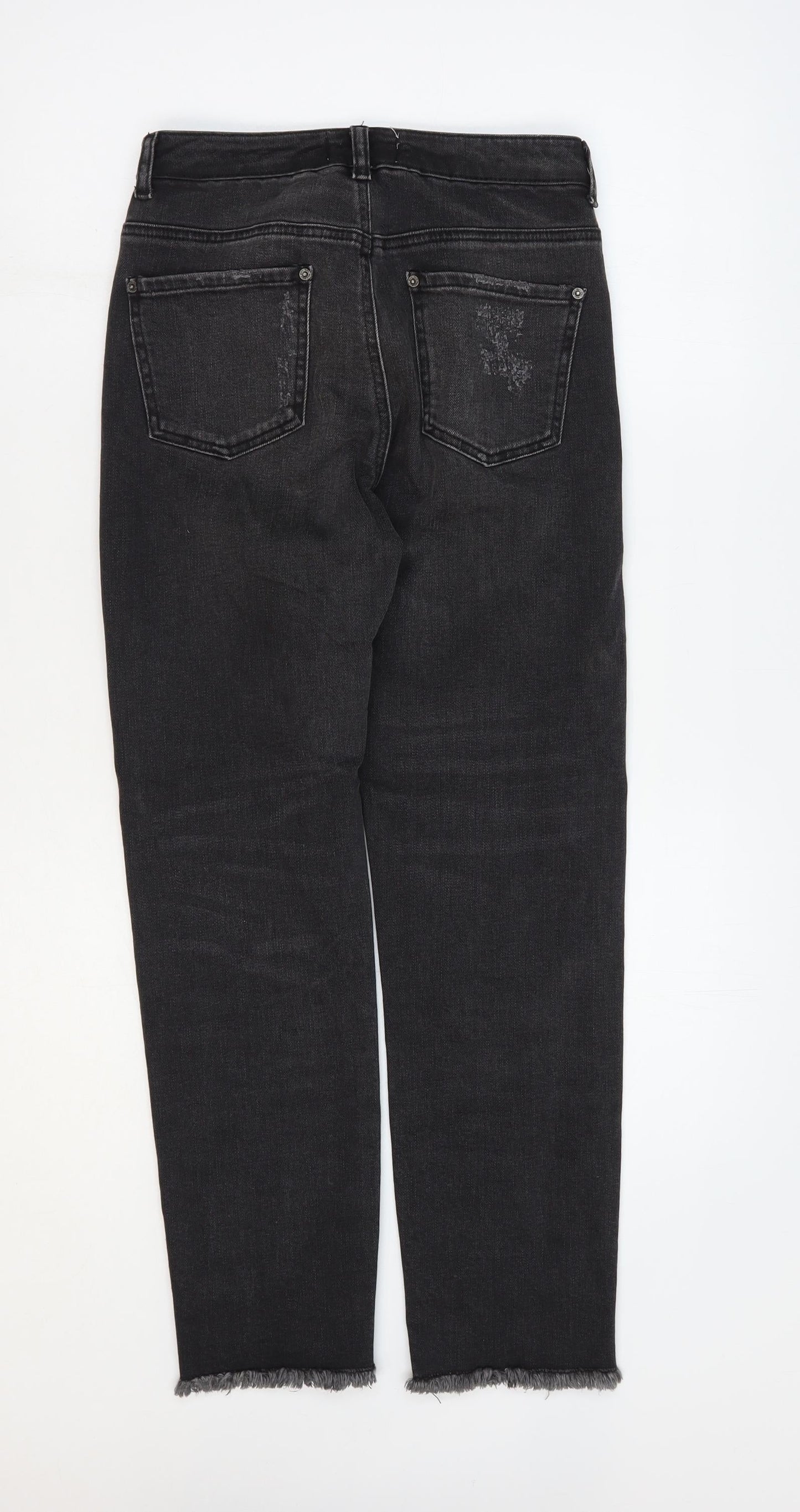 Miss Selfridge Womens Black 100% Cotton Straight Jeans Size 8 L27 in Regular Zip