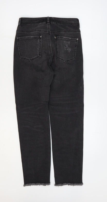 Miss Selfridge Womens Black 100% Cotton Straight Jeans Size 8 L27 in Regular Zip