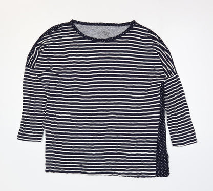 Primark Womens Blue Striped Viscose Basic Blouse Size 14 Round Neck - Mixed Print Lounge Top