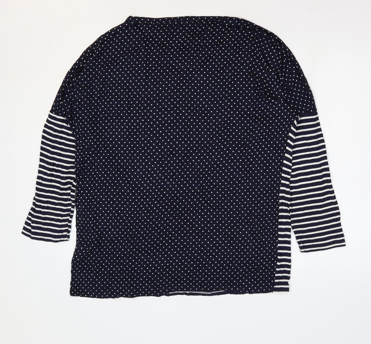 Primark Womens Blue Striped Viscose Basic Blouse Size 14 Round Neck - Mixed Print Lounge Top