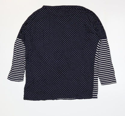 Primark Womens Blue Striped Viscose Basic Blouse Size 14 Round Neck - Mixed Print Lounge Top