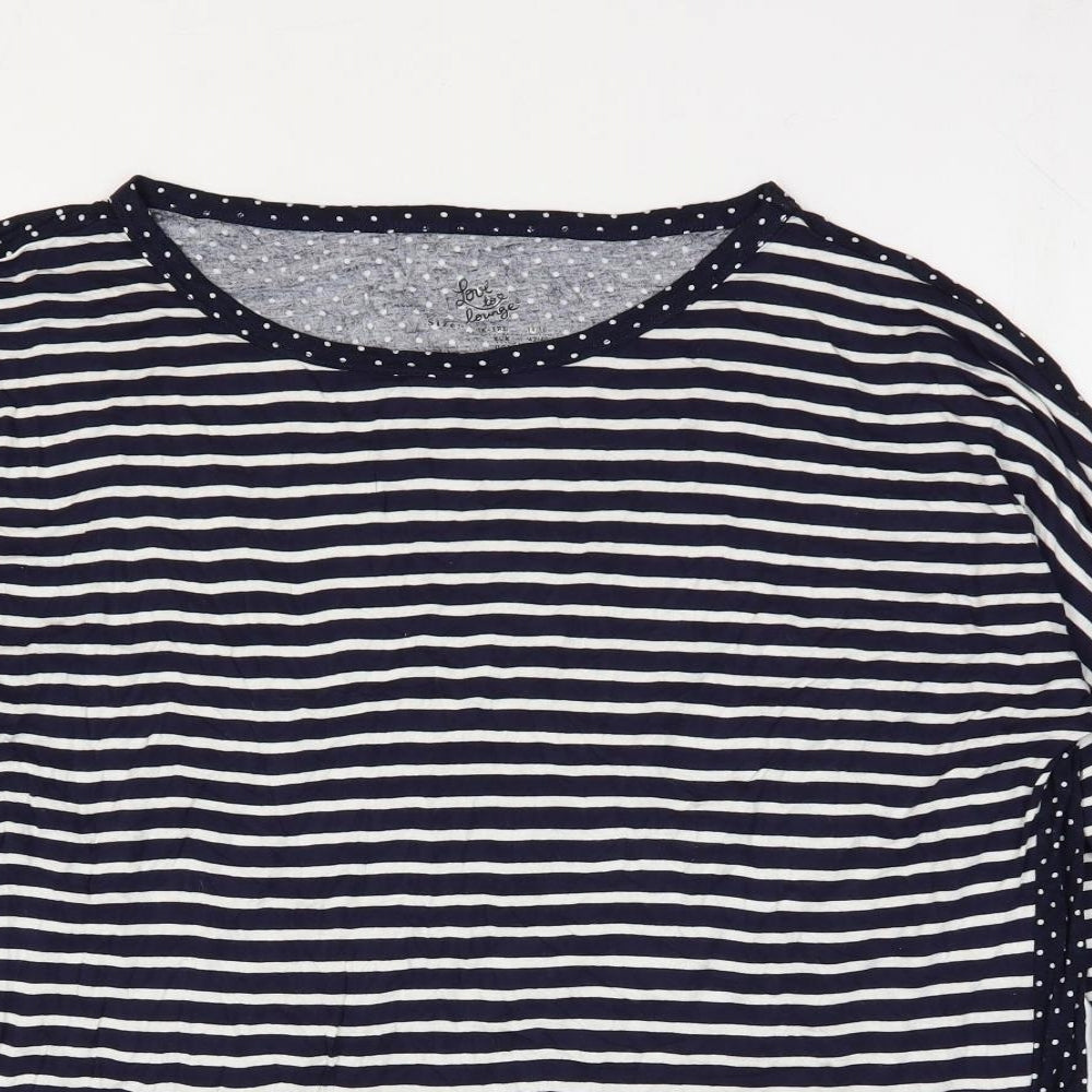 Primark Womens Blue Striped Viscose Basic Blouse Size 14 Round Neck - Mixed Print Lounge Top