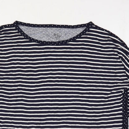 Primark Womens Blue Striped Viscose Basic Blouse Size 14 Round Neck - Mixed Print Lounge Top