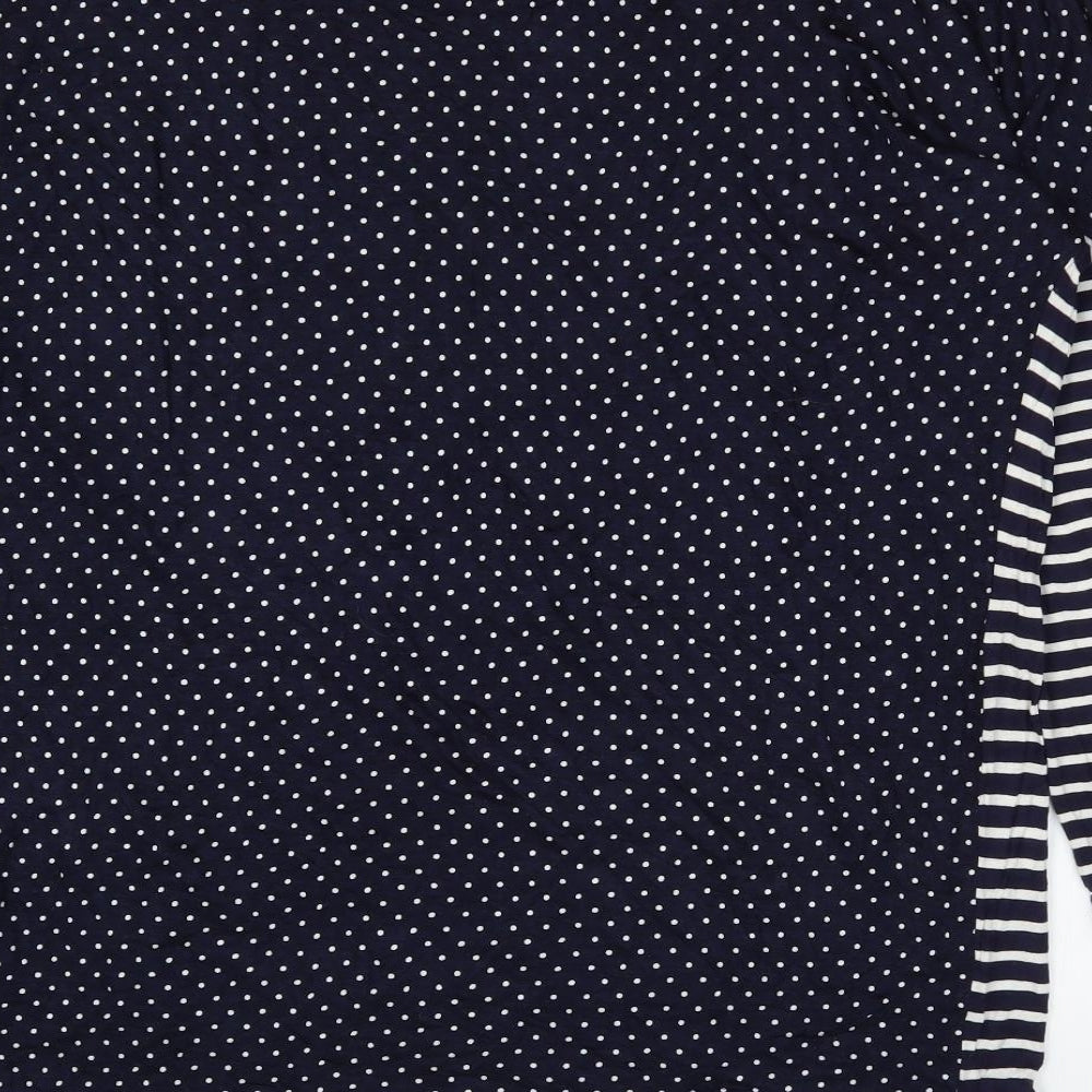 Primark Womens Blue Striped Viscose Basic Blouse Size 14 Round Neck - Mixed Print Lounge Top