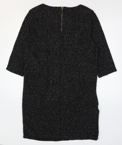 First Avenue Womens Black Polyester A-Line Size XL Round Neck Zip - Leather Effect Trims