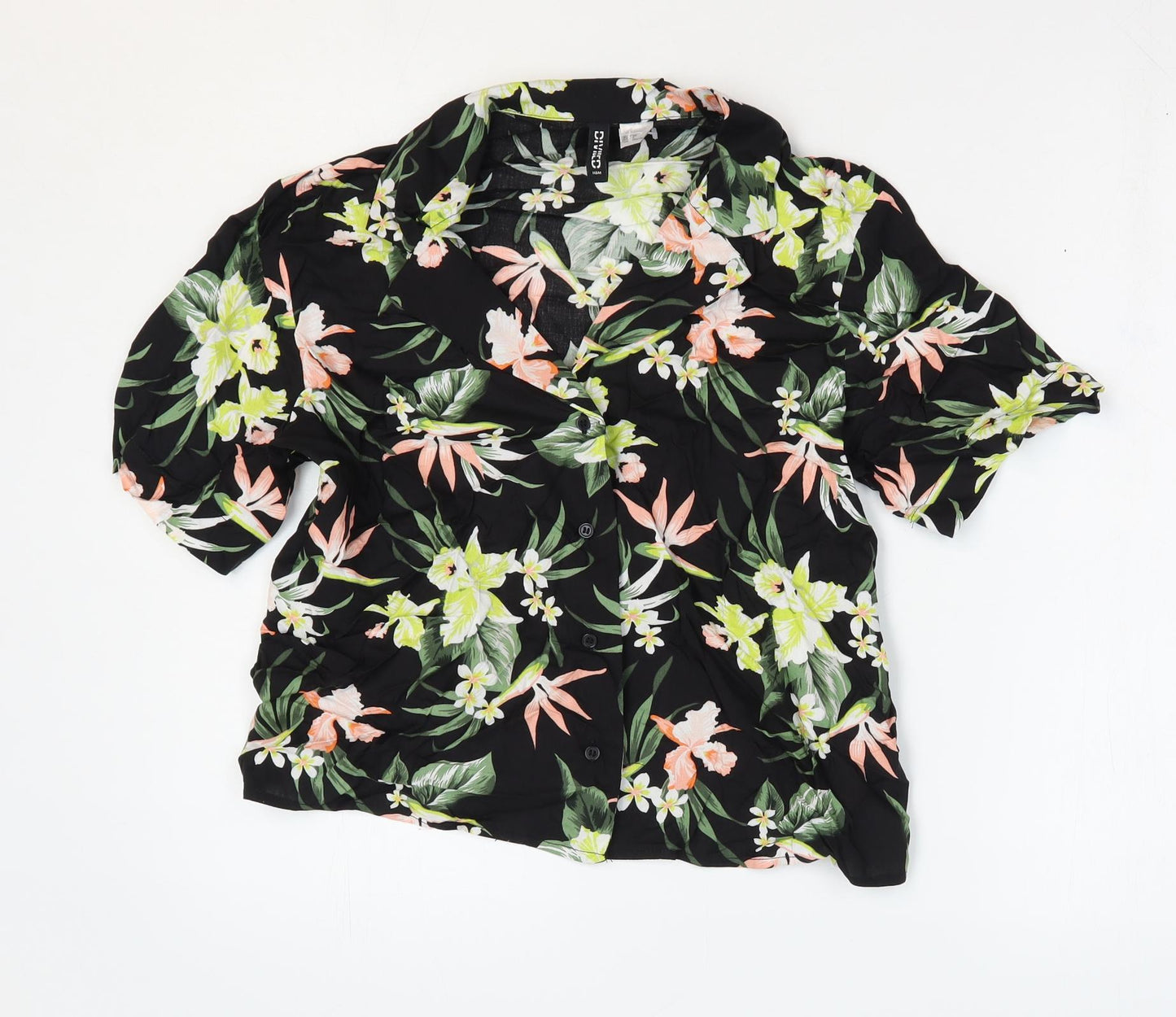 Womens UK Size 4 Divided by H&M Black Cropped Button-Up