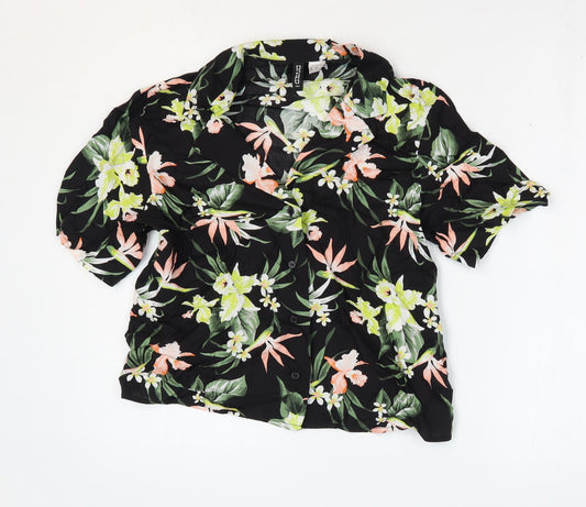 Womens UK Size 4 Divided by H&M Black Cropped Button-Up