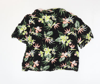 Womens UK Size 4 Divided by H&M Black Cropped Button-Up