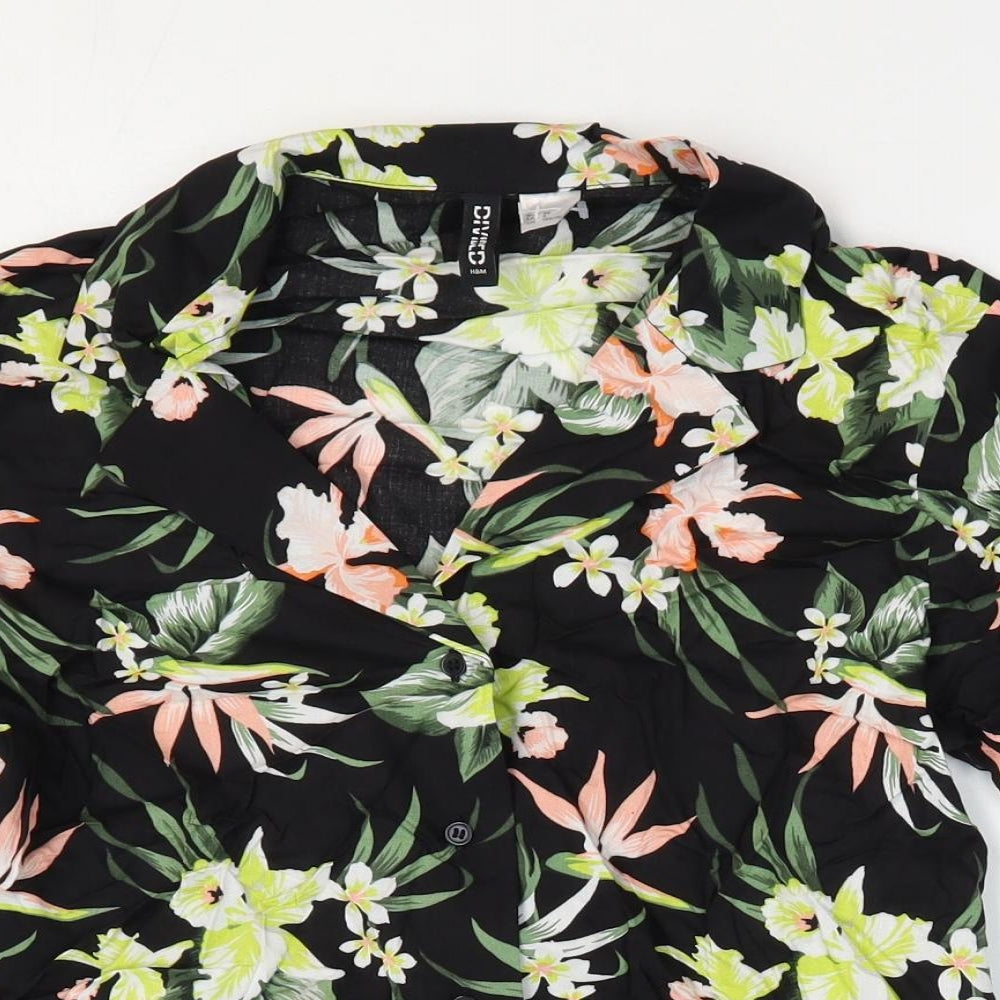 Womens UK Size 4 Divided by H&M Black Cropped Button-Up