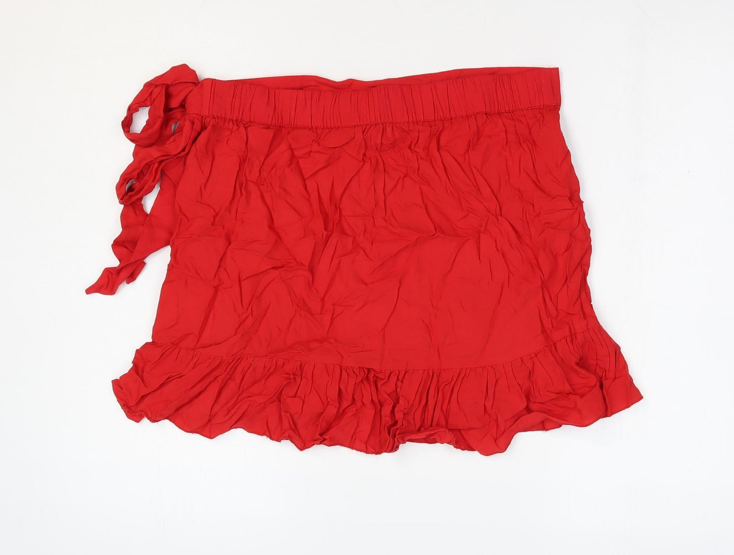 Secret Bazaar Womens Red Viscose Wrap Skirt Size M Tie - Faux Wrap