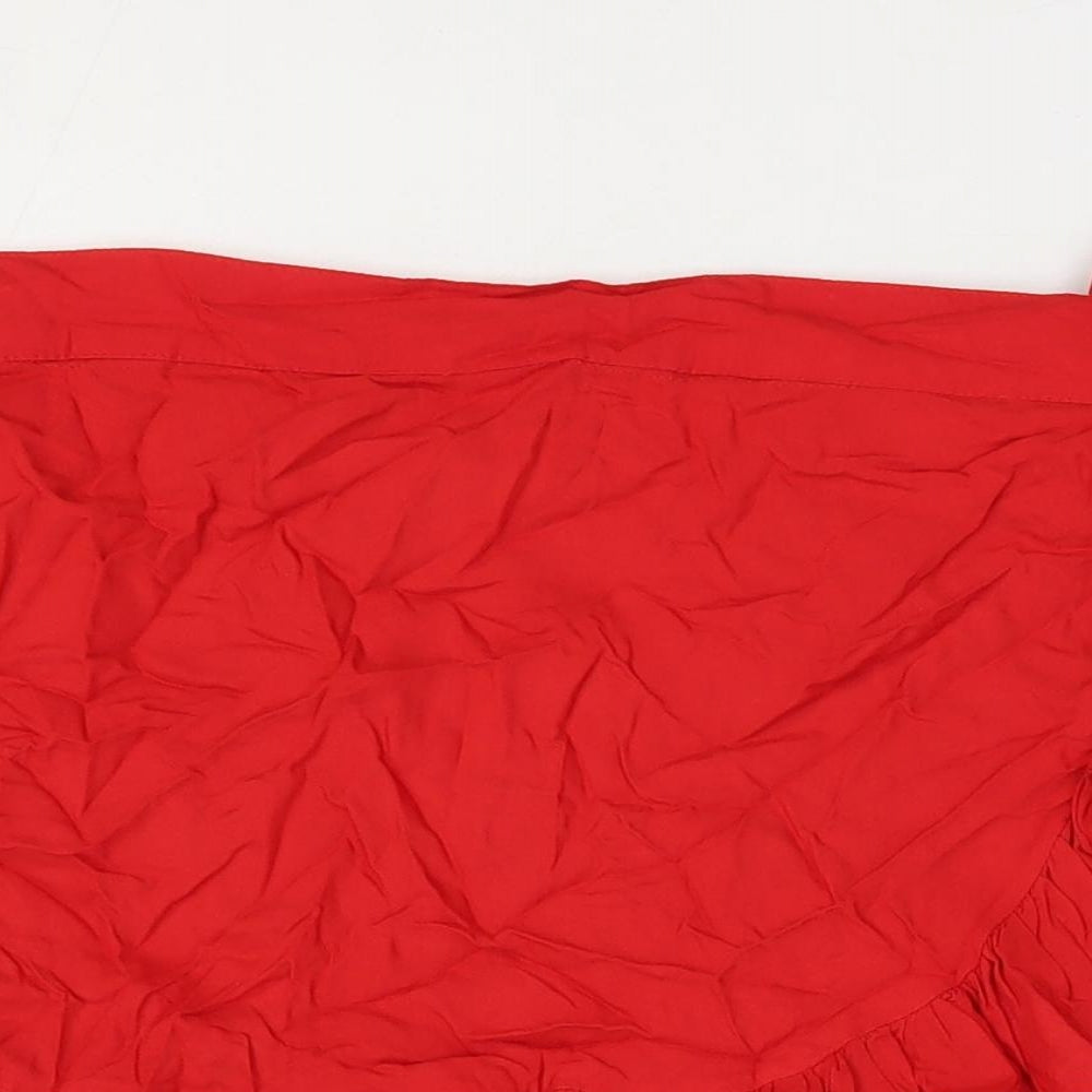 Secret Bazaar Womens Red Viscose Wrap Skirt Size M Tie - Faux Wrap