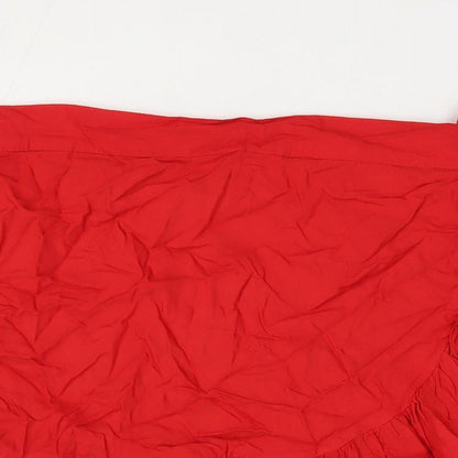 Secret Bazaar Womens Red Viscose Wrap Skirt Size M Tie - Faux Wrap