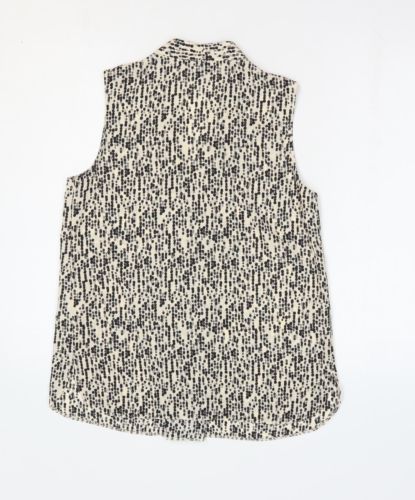 Primark Womens Beige Geometric Polyester Basic Tank Size 6 V-Neck - Pleat Front