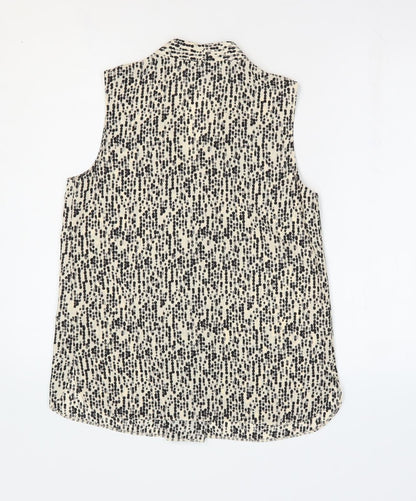 Primark Womens Beige Geometric Polyester Basic Tank Size 6 V-Neck - Pleat Front