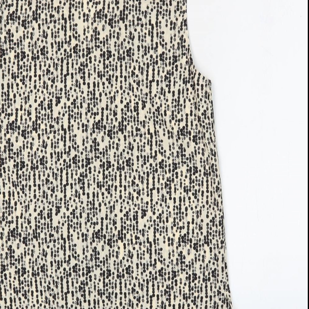 Primark Womens Beige Geometric Polyester Basic Tank Size 6 V-Neck - Pleat Front